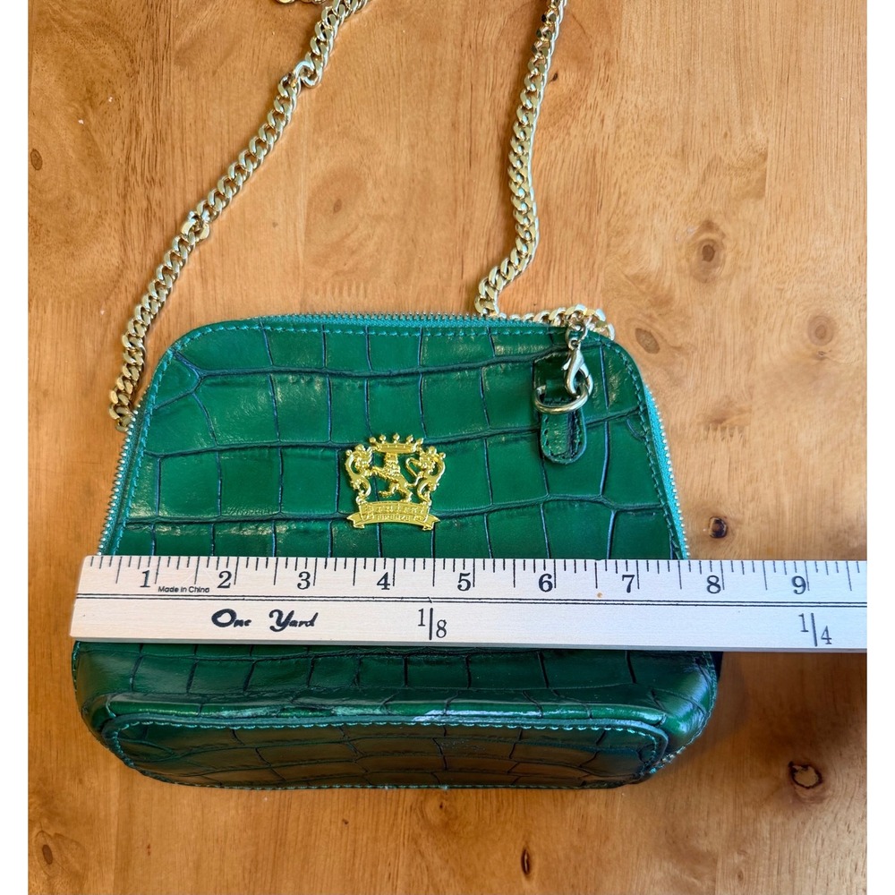 Pratesi Firenze Green Croc Embossed Leather Crossbody Bag Made in Italy - Picture 10 of 13